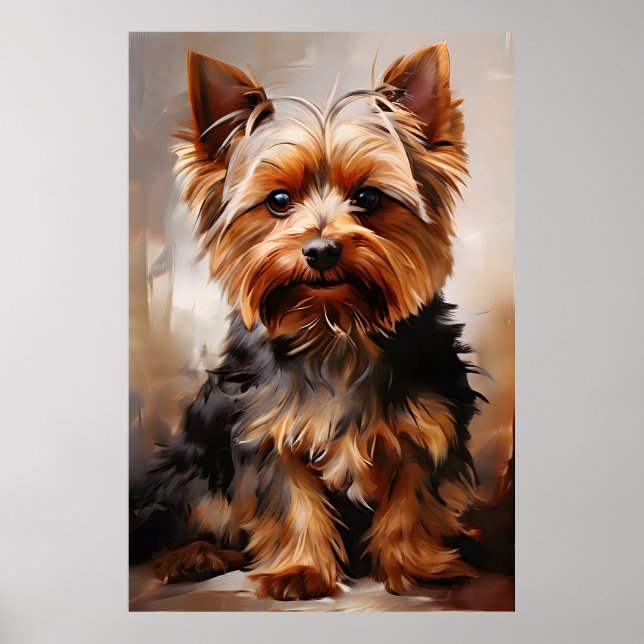 Poster Yorkshire Terrier Realisme Art Portrait (Devant)