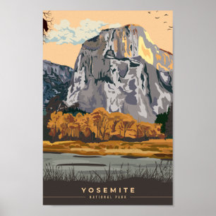 Poster Yosemite California USA Travel Place Illustration