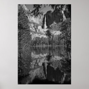 Poster Yosemite Falls Reflet noir et blanc