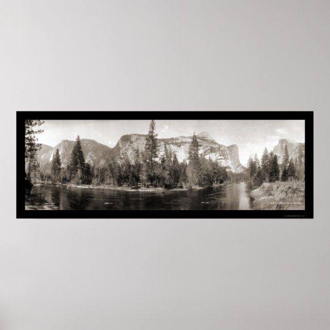 Poster Yosemite Falls River Photo 1915 (Devant)