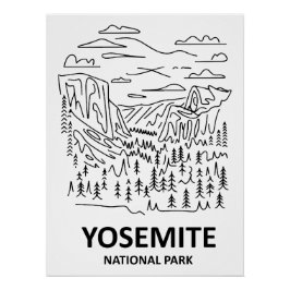 Poster Yosemite National Park Line Art