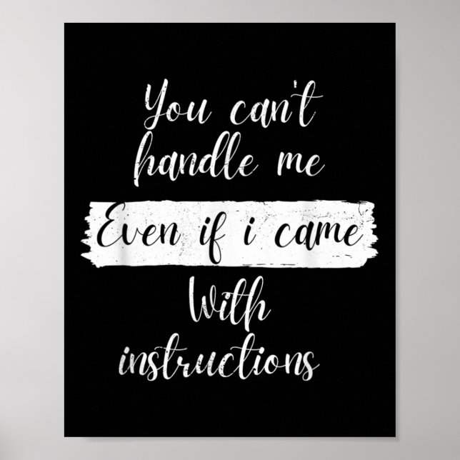 Poster You Can't Handle Me Even If I Came With Instructio (Devant)