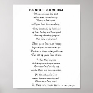 Poster YOU NEVER TOLD ME THAT poem