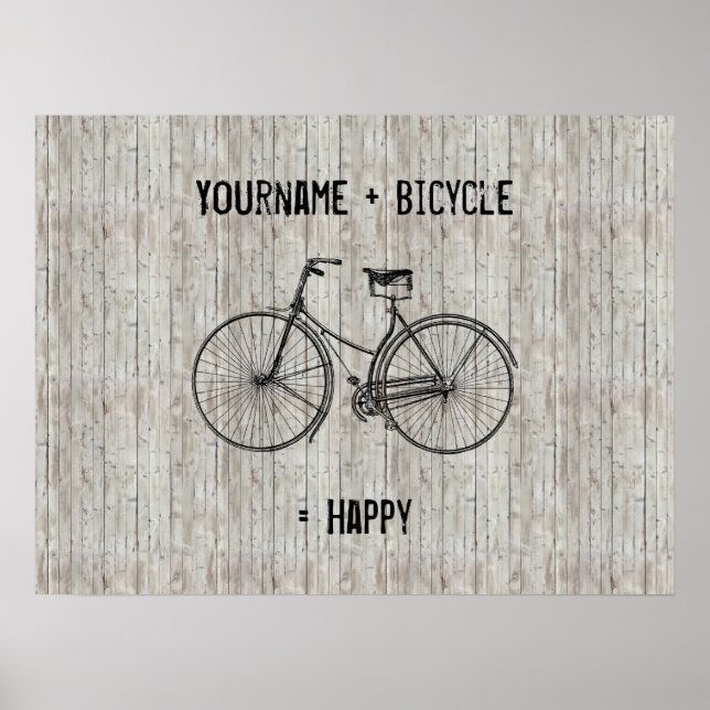 Poster You Plus Bicycle Equals Happy Antique (Devant)