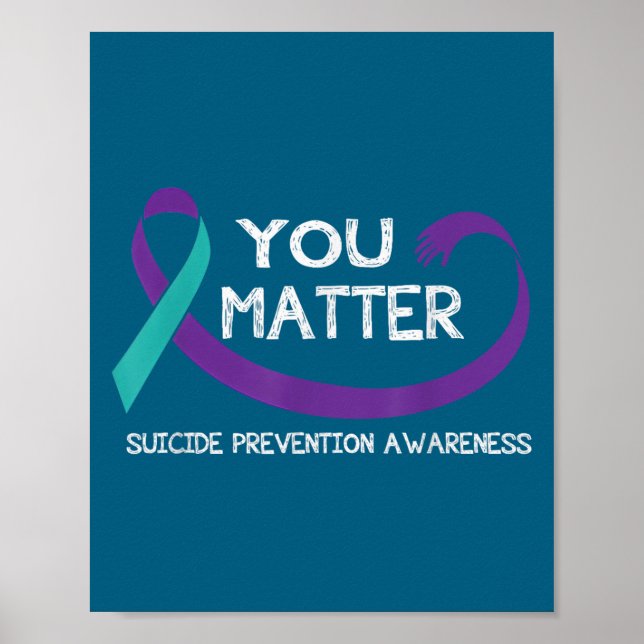 Poster You Suicide Prevention Awareness Teal Purple Hand  (Devant)