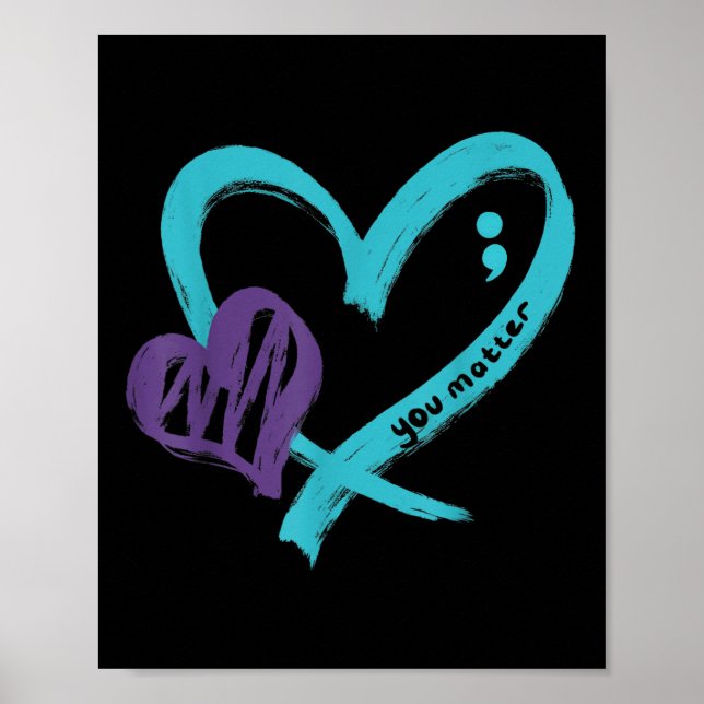 Poster You Suicide Prevention Awareness Teal Purple Heart (Devant)