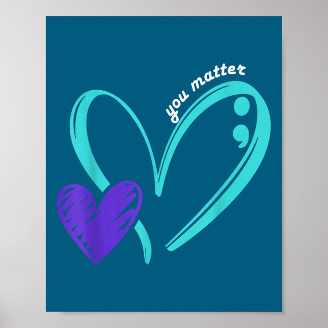 Poster You Suicide Prevention Awareness Teal Purple Heart (Devant)