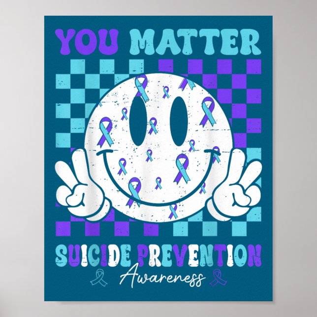 Poster You Teal Purple Ribbon Suicide Prevention Awarenes (Devant)