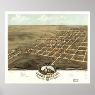 Poster Young America Illinois 1869 Antique carte panorami