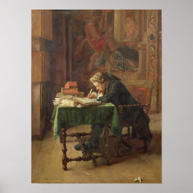 Poster Young Man Writing, 1852 (Devant)