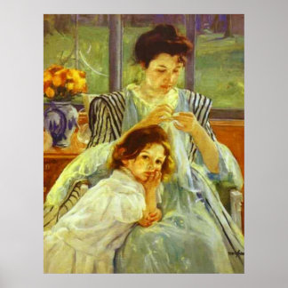 Poster Young Mother Sewing