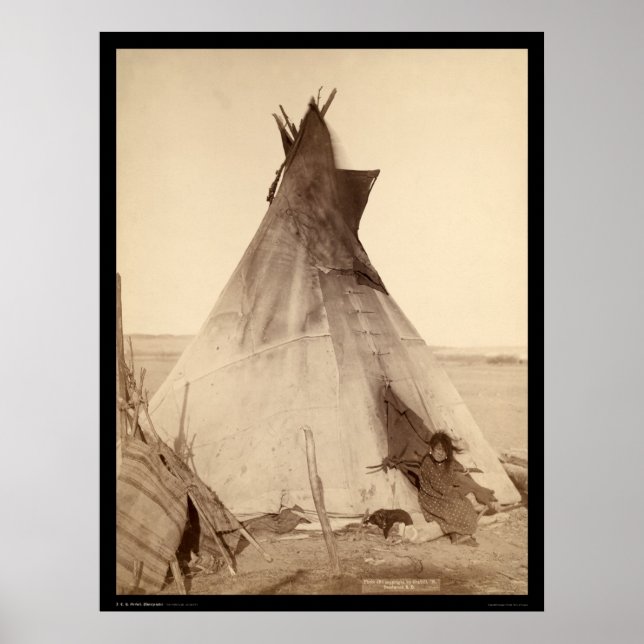 Poster Young Oglala Indian Outside Tipi SD 1891 (Devant)