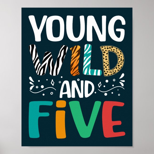 Poster Young Wild Et Cinq Funny 5e Anniversaire Girl Boy (Devant)