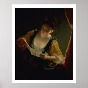 Poster Young Woman Reading a Letter