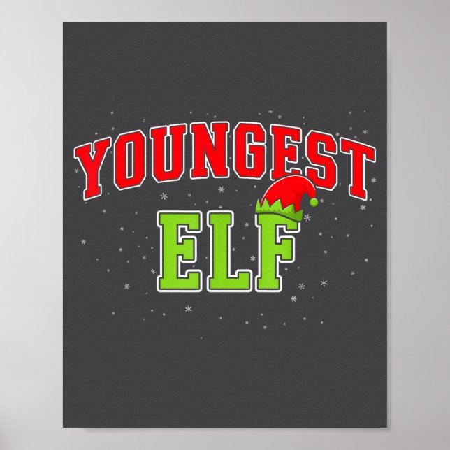 Poster Youngest Elf Christmas Family Matching Group Xmas  (Devant)
