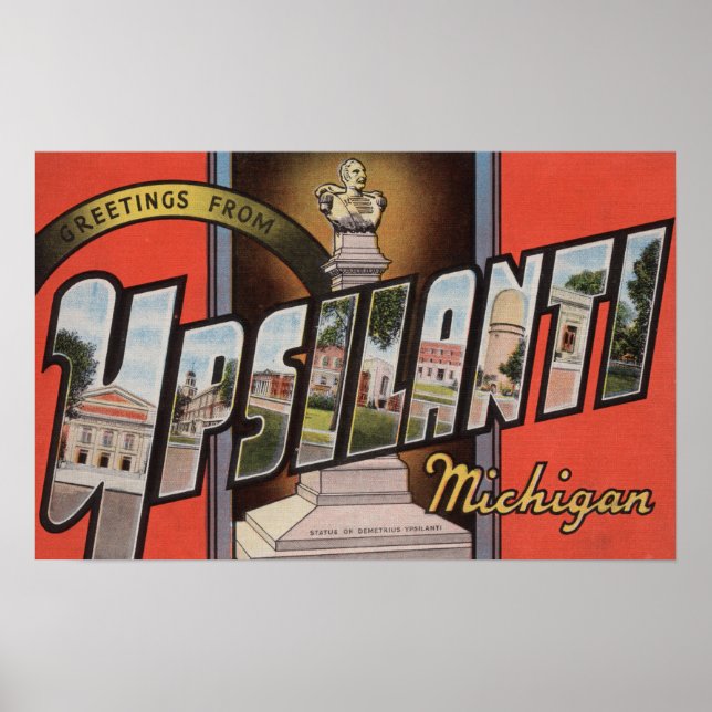 Poster Ypsilanti, Michigan - Scènes de grandes lettres (Devant)