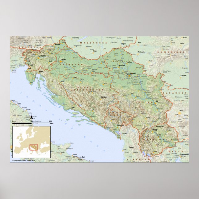 Poster YU mapa hrvatski (Devant)