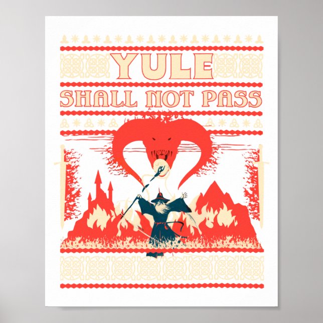 Poster Yule Shall Not P Fantasy Wizard Holiday Pun Funny  (Devant)