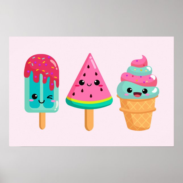 Poster Yummy Ice Cream Trio Vibe été (Devant)
