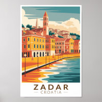 Zadar Croatie Illustration Voyage Art Vintage