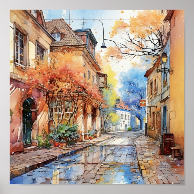 Poster Zagreb Croatie Voyage Aquarelle Art Imprimer (Devant)