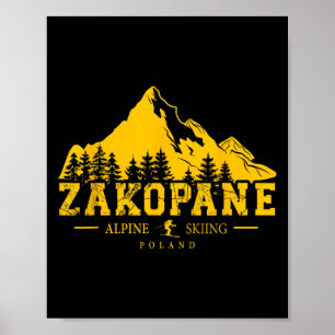 Poster Zakopane Pologne Station de ski Ski alpin Poliatra