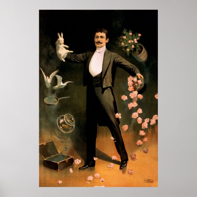 Poster Zan Zig en concert avec le lapin et les roses (Devant)