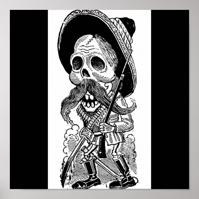 Poster Zapatista Calavera. c. début des années 1900. Mexi (Devant)