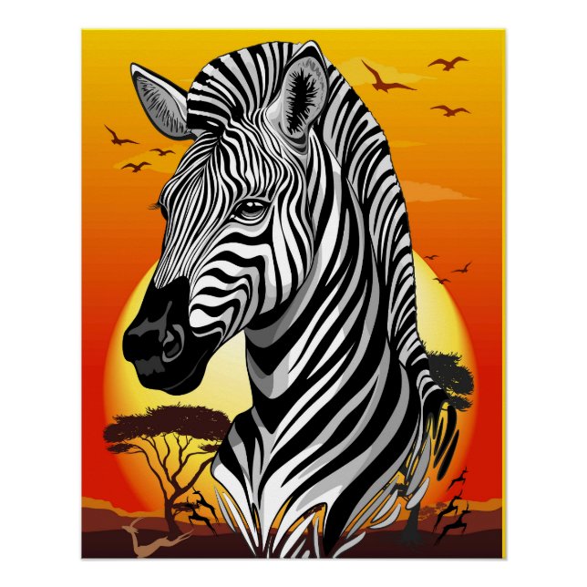 Poster Zebra African Savanna Wild Animal (Devant)
