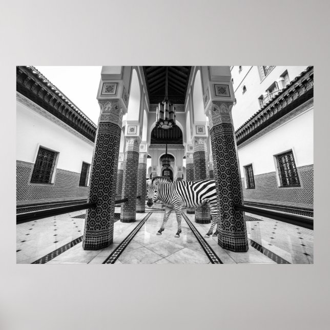 Poster Zebra Black White Building Paysage (Devant)