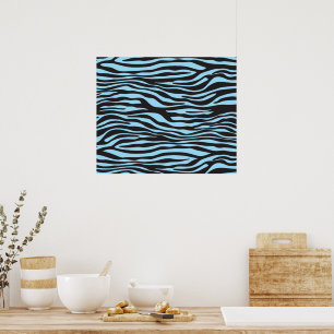 Poster Zebra Print, Zebra Stripes, Blue Zebra, Jungle