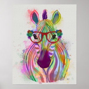 Poster Zebra Rainbow Splash