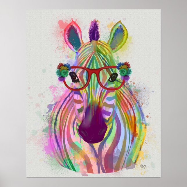 Poster Zebra Rainbow Splash (Devant)