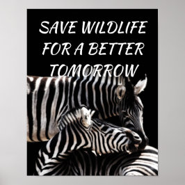 Poster Zebra, sauvez la faune pour un avenir meilleur pou