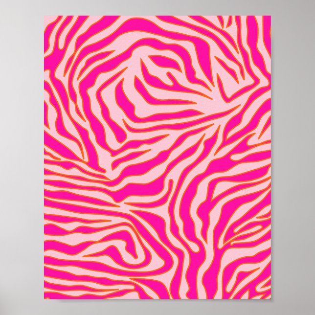 Poster Zebra Stripes Pink Orange Wild Animal Prince (Devant)