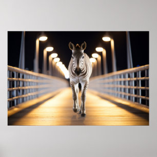 Poster Zebra Wildlife Animal Dans La Rue En Plein Air