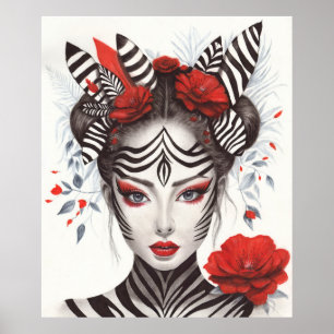 Poster Zebra Woman - Pop Art primé
