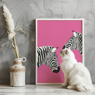 Poster Zebras on Pink Preppy Animal Art Imprimer