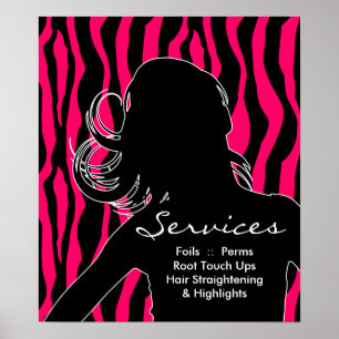 Poster Zèbre de rose de femme d'affiches de salon de