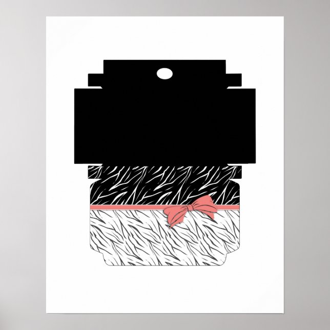 Poster Zèbre peau noir blanc tigre rayures de cuir rose (Devant)