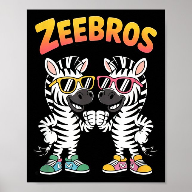 Poster Zeebros Cute Zebra Duo Design For Zebros Lovers  (Devant)