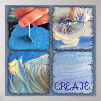 Poster zeigt jungen Händen Kunst schaffen.