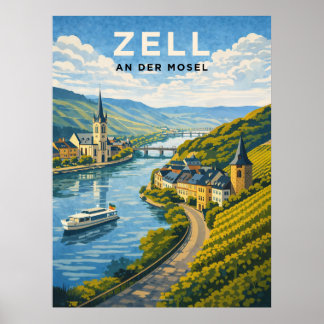 Poster Zell Allemagne Voyage Vintage