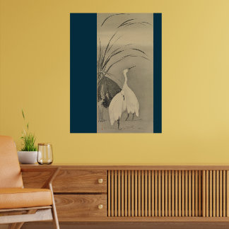 Poster Zen Wall Decor - Minimalist Lotus & White Egrets 