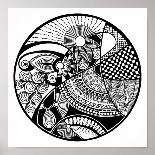 Poster Zendala Abstraite sur le cercle 2 (Devant)