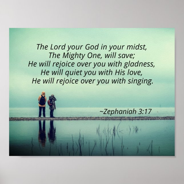 Poster Zephaniah 3 He will rejoice over you with singing (Devant)
