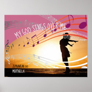 Poster Zephanie 3:17 MON DIEU CHANTE SUR MOI Personnalisé