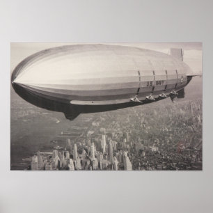 Poster zeppelin au-dessus de Manhattan