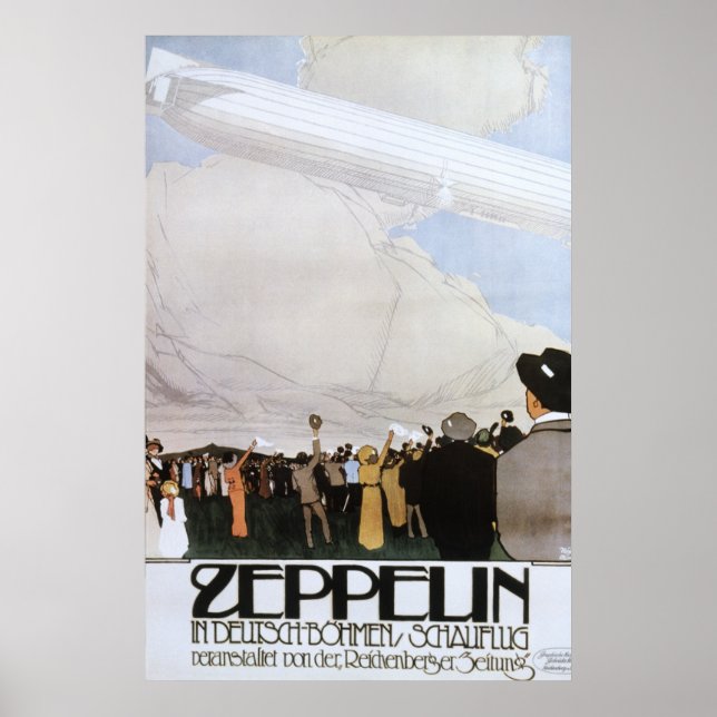 Poster Zeppelin en Deutsch Bohmen Schauflug (Devant)