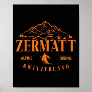 Poster Zermatt Alpes suisses ski alpin Suisse Mont